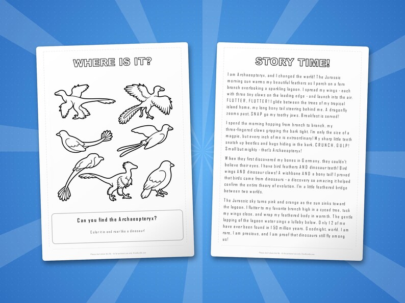 Archaeopteryx Dinosaur Activity Bundle | Coloring Pages, Worksheets, Facts (PDF Download) image 6