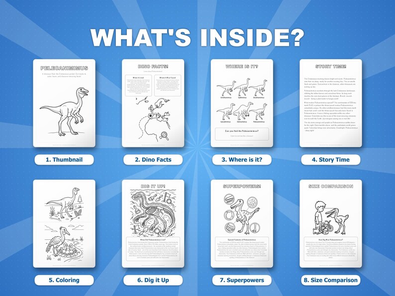 Pelecanimimus Dinosaurier Aktivitäts-Bundle | Ausmalbilder, Arbeitsblätter, Fakten (PDF Download) Bild 2