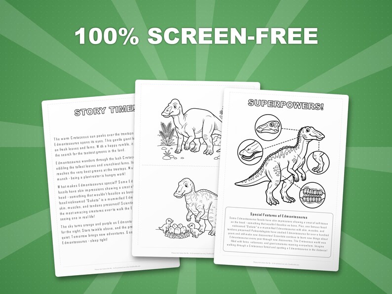 Edmontosaurus Dinosaur Activity Bundle | Coloring Pages, Worksheets, Facts (PDF Download) image 3