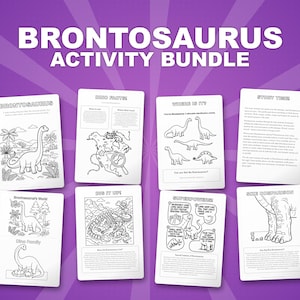 Brontosaurus Dinosaur Activity Bundle | Coloring Pages, Worksheets, Facts (PDF Download) image 1