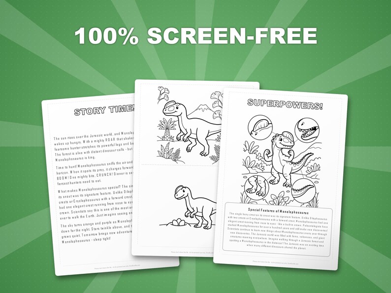 Monolophosaurus Dinosaur Activity Bundle | Coloring Pages, Worksheets, Facts (PDF) image 3