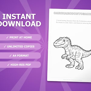 Carcharodontosaurus Dinosaur Activity Bundle | Coloring Pages, Worksheets, Facts (PDF) image 4