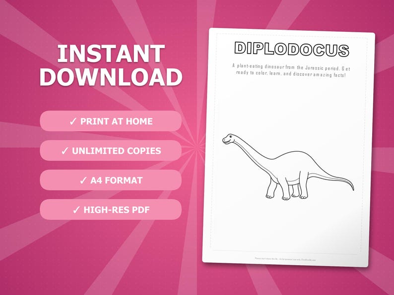 Diplodocus Dinosaur Activity Bundle | Coloring Pages, Worksheets, Facts (PDF Download) image 4