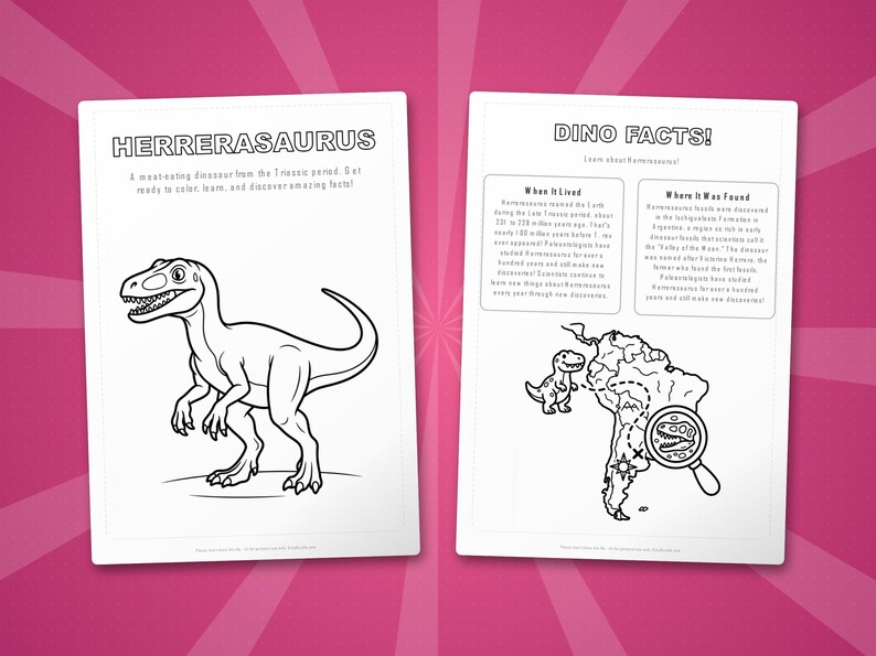 Herrerasaurus Dinosaur Activity Bundle | Coloring Pages, Worksheets, Facts (PDF Download) image 5