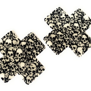 Skull Wall Satin Cross Halloween Pasties