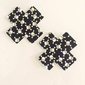 Skull Cross X Plus + Nipple Pasties - Glow in the Dark - Halloween - Raves - Goth