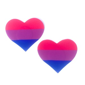 Bi Flag Heart Shaped Nipple Pasties - For Raves, Festivals & Parties