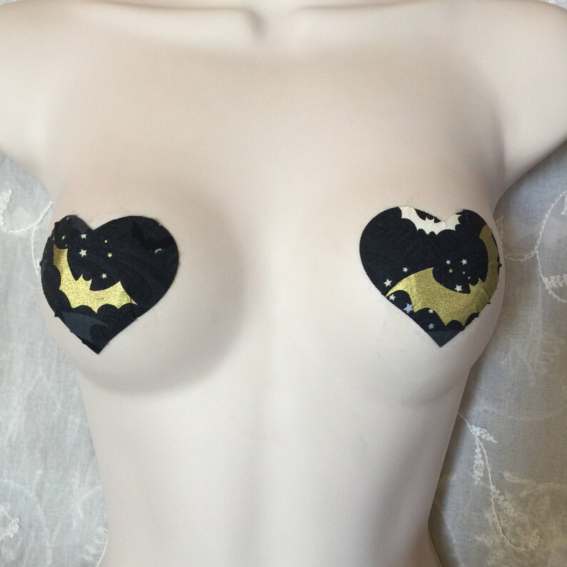 Halloween Bat Heart Shaped PastiesNipple Covers