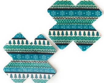 Teal and Aqua Winter Holiday Cross Pasties