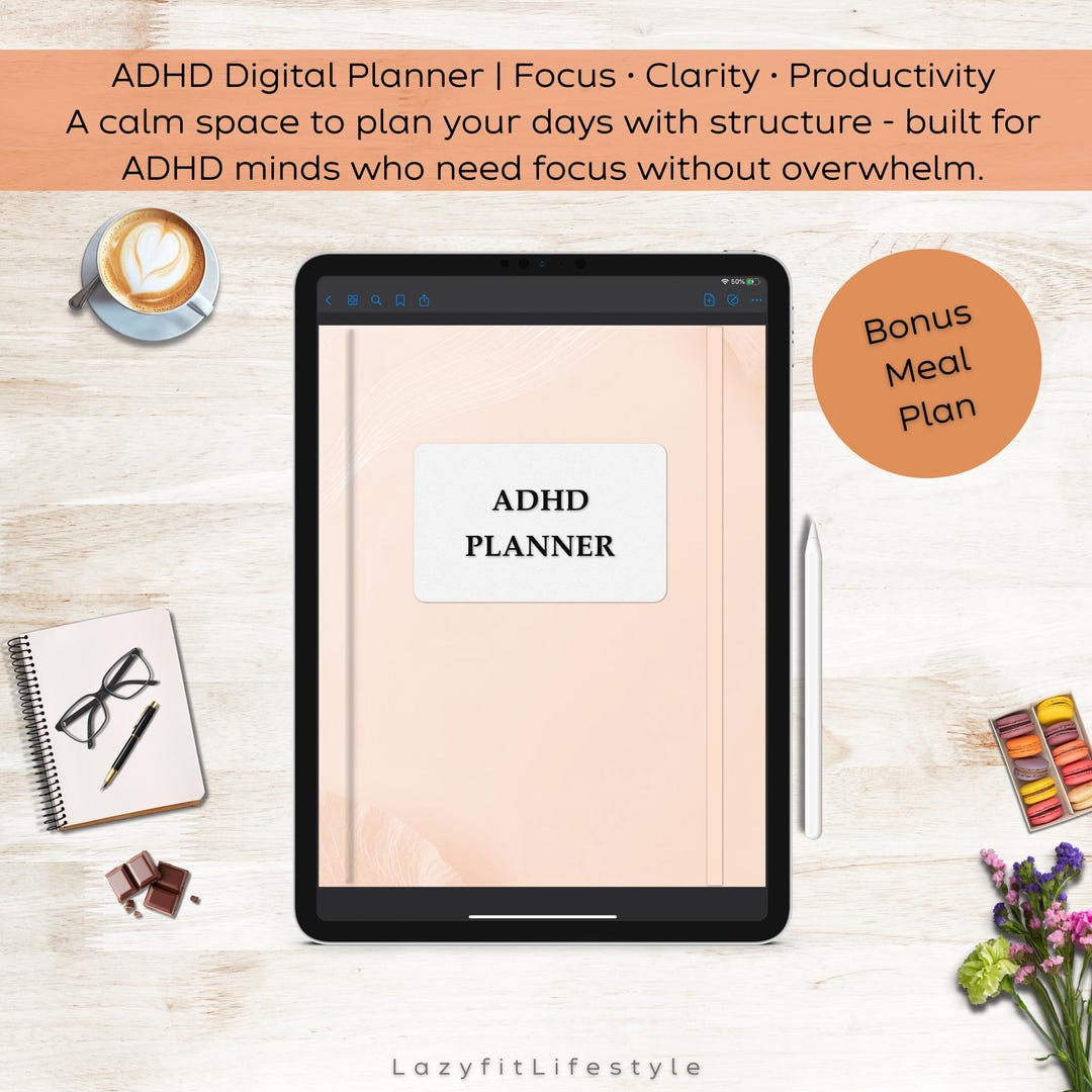 ADHD Digital Planner for Focus & Productivity | Hyperlinked Goodnotes ...