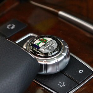 Multimedia knob decorative sticker, AMG car decal, suitable for Benz E-Class, C-Class, GLK/GLA/cla interior modification (2.9cm)（2 packs）