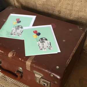 R2D2 birthday card Hand Drawn Blank Card