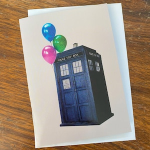 Tardis verjaardagskaart handgetekende fanart blanco kaart