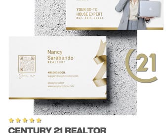Visitkort för mäklare i Century 21 | Canva-mall för fastighetsmäklare i C21-format