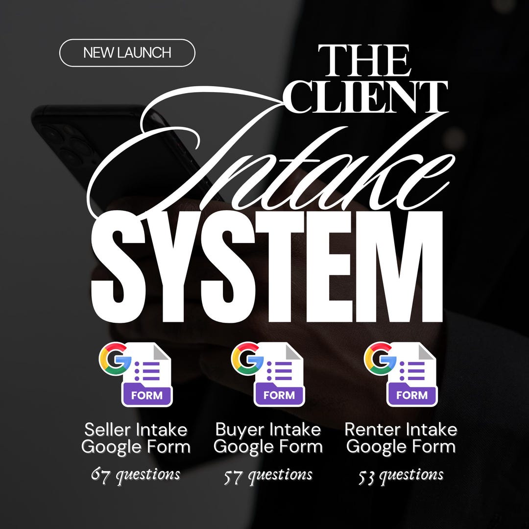 Client Intake System Google Pre-built Forms Realtor Template Leads ...