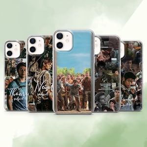 May include: A collection of five clear phone cases, each featuring a different design. The designs include collages of images and text from a movie. The cases are made of a transparent material, allowing the phone's color to show through.