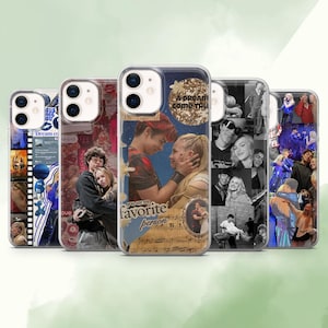 May include: Five phone cases with different designs are displayed. The cases feature images of couples, collages, and text. One case has the text "A dream come true" and "You are my favorite person."