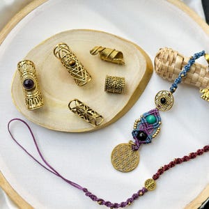 1 Zopf 5-teiliges Dread-Manschetten-Set • Messing Haarwickelperlen • Dreadlock Zubehör • Tribal Boho Haarschmuck