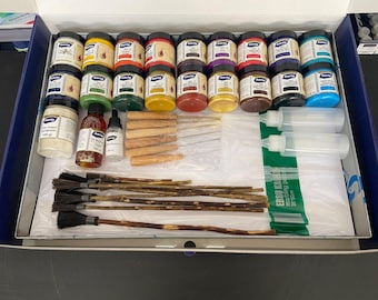 Turkish Ebru Art Set, Marbling Kit, 18 Colors, 100 Paper Sheets