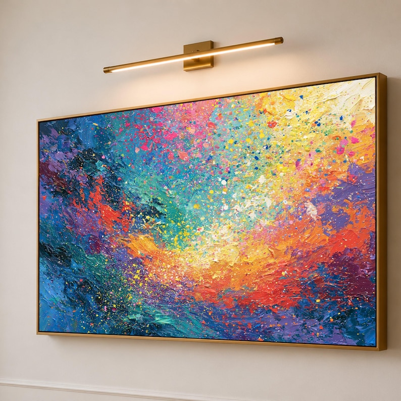 Color Explosion Abstract Frame Vibrant Color Explosion Canvas, Abstract Splatter Wall Art, Bright Home ...