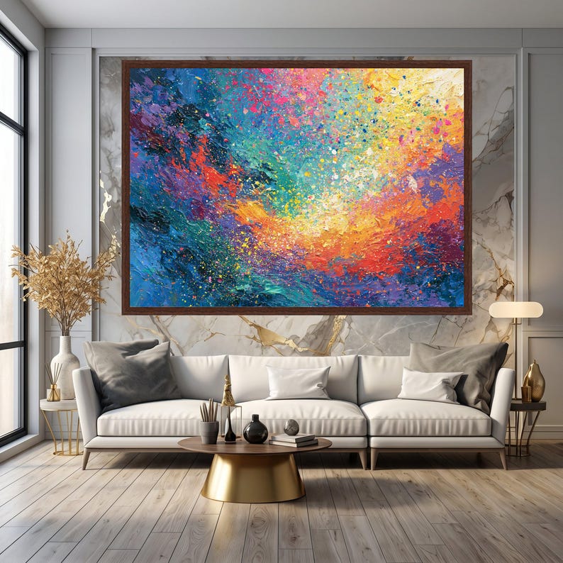 Color Explosion Abstract Frame Vibrant Color Explosion Canvas, Abstract Splatter Wall Art, Bright Home ...