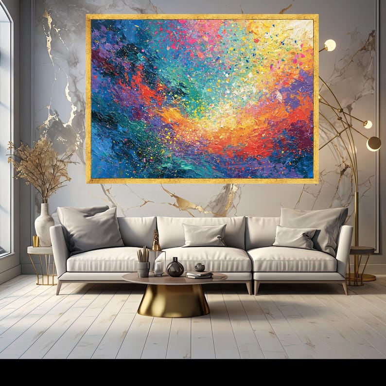 Colorful Explosion Abstract Vibrant Color Explosion Canvas, Abstract Splatter Wall Art, Bright Home ...