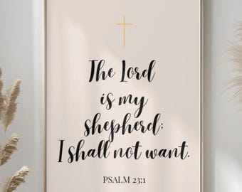 Impresión del Salmo 23 / Arte mural minimalista de las Escrituras cristianas