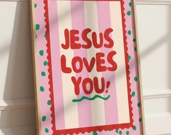 Personalisiertes christliches Geschenk für Teenager-Mädchen • Jesus liebt dich Namensdruck • Konfirmationsgeschenk für Mädchen • Christliche Geburtstagswandkunst