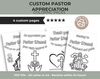 Custom Pastor Appreciation Coloring Pages | Christian Kids Activity (Digital Download)