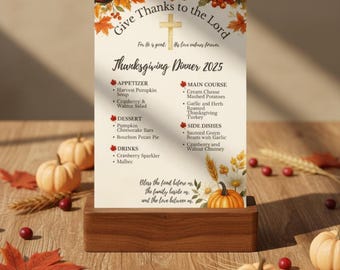 Elegant Thanksgiving Menu Printable | Autumn Dinner Decor (Digital Download)
