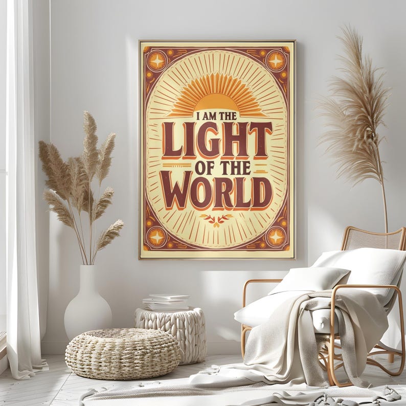 I Am the Light of the World Poster – Christian Wall Art -  Inspirational Christian Artwork