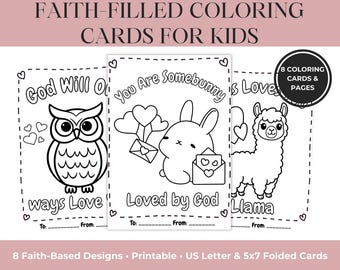 Jezus houdt van jou kleurplaat afdrukbare, God houdt van jou kleurplaat set, christelijke kleurkaarten voor kinderen, zondagsschool pdf US letter 5 x 7