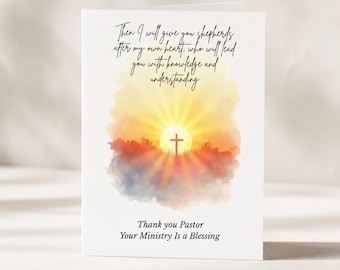 Printable Pastor Appreciation Card, Watercolor Floral Design (Digital Download)