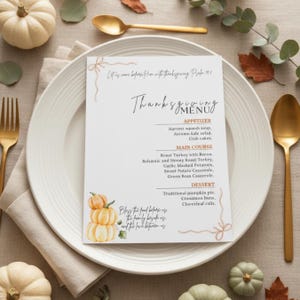 Thanksgiving Christian Menu Template, Editable Canva Fall Menu Card 5x7 A4, Scripture-Inspired Holiday Dinner