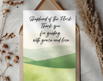 Pastor Appreciation Card, Shepherd Thank You Card, Christian Leader Gift