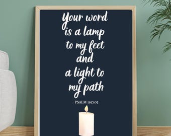 Lamp to my Feet Psalm 119 105 Poster-  Minimalist Bible Verse Poster