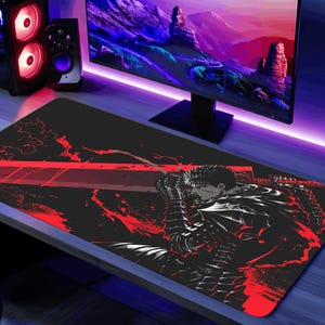 Berserk-bureaumat anime-muismat, GUTS pc-gaming-bureaumat voor gamers, Berserk-toetsenbordmat cadeau, Griffith-bureaumat