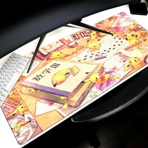 Pikachu Desk Mat, Kawaii Pokemon Mouse Pad Large Gaming Mousepad, Pikachu Keyboard Pad Cute Pokemon Playmat Desk Decor Gift