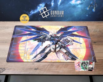 Freedom Gundam Playmat TCG Card Game Gundam Deskmat, GCG Gamemat Mouse pad Gift Gundam ZGMF-X10A 24x14 Game Mat Mobile Suit Gundam
