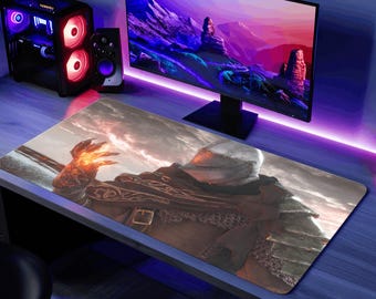 Elden Ring Desk Mat Chosen Undead Mouse Pad, Lands Between Mouse Pad Ashen OneGaming Desk Pad, Erdtree Gaming Mousemat Playmat