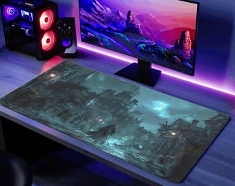 Bloodborne Desk Mat Mouse Pad, Gaming Playmat Father Gascoigne Keyboard PC Mat, Bloodborne Mouse Mat Gift, Gothic Horror Video Game Mat