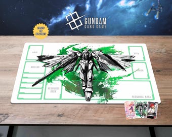 Wing Gundam Alternate Art Playmat TCG Card Game Gundam Deskmat, GCG Card Gamemat Mouse pad Gift, 24x14 Game Mat Gundam Mobile Suit