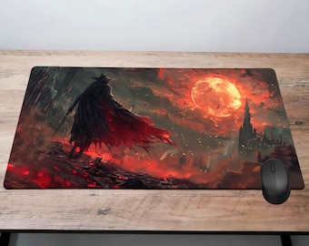 Bloodborne Desk Mat Mouse Pad, Gaming Playmat Father Gascoigne Keyboard PC Mat, Bloodborne Mouse Mat Gift, Gothic Horror Video Game Mat