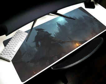 Bloodborne Desk Mat Mouse Pad, Gaming Playmat Father Gascoigne Keyboard PC Mat, Bloodborne Mouse Mat Gift, Gothic Horror Video Game Mat