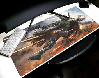 Star Wars Desk Mat Boba Fett Mouse Pad XL, Star Wars Gaming Mat, Mandalorian Keyboard Pad, Star Wars Mousemat, Custom PC Playmat