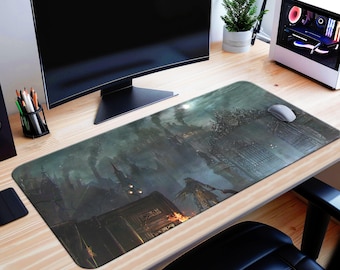 Bloodborne Desk Mat Mouse Pad, Gaming Playmat Father Gascoigne Keyboard PC Mat, Bloodborne Mouse Mat Gift, Gothic Horror Video Game Mat