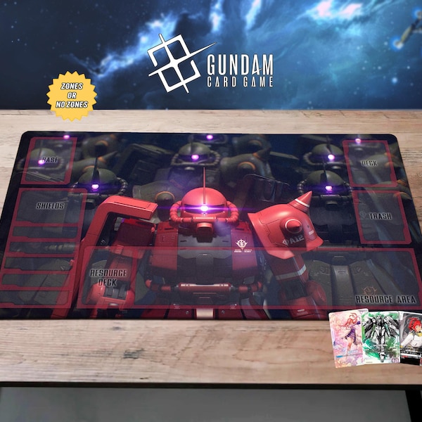 Char's Zaku II Playmat Char Aznable Gundam Deskmat TCG Card Game Freedom GCG Gamemat Mouse pad Mobile Wing Suit 24x14 Game Mat Gundam