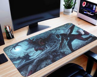 Bloodborne Mouse Pad, Gaming Playmat Father Gascoigne Desk Mat Keyboard PC Mat, Bloodborne Mouse Mat Gift, Gothic Horror Video Game Mat