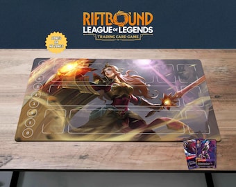 Leona Riftbound Playmat TCG Card Mat, Rift Bound Gamemat, Mouse pad Gift, 24x14 Game Mat Premium League of Legends Mat