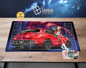 Tappetino da gioco Char Aznable Zaku Gundam Deskmat TCG Card Game Red Comet GCG Gamemat Tappetino per mouse Regalo Wing Zero 24x14 Tappetino da gioco Gundam Mobile Suit